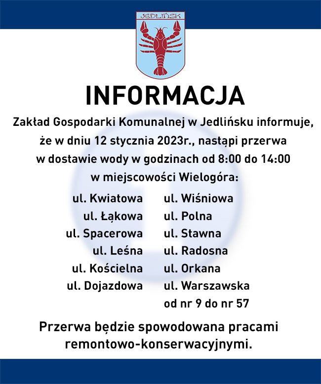 Przerwa w dostawie wody w Wielogórze