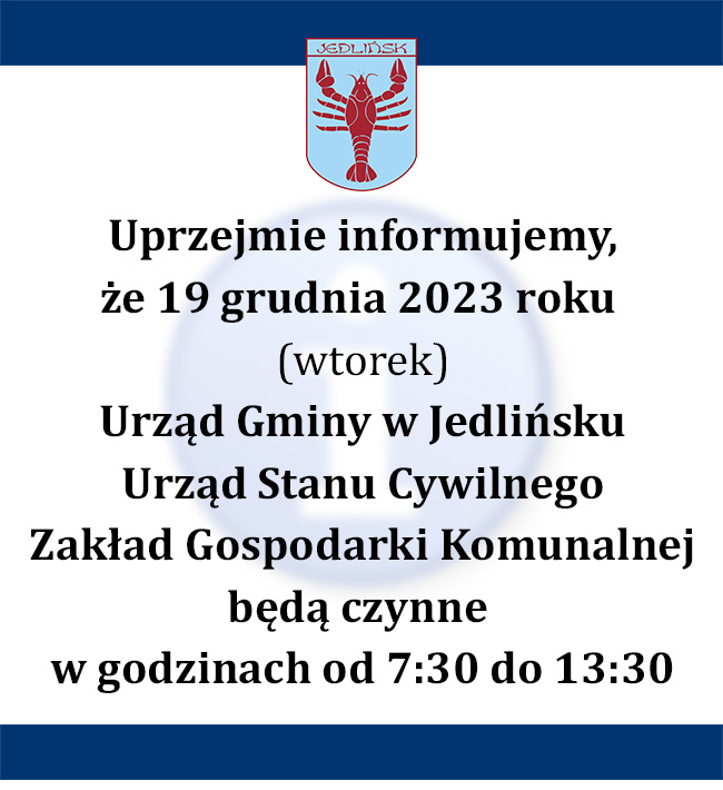 We wtorek urząd czynny do godz. 13:30