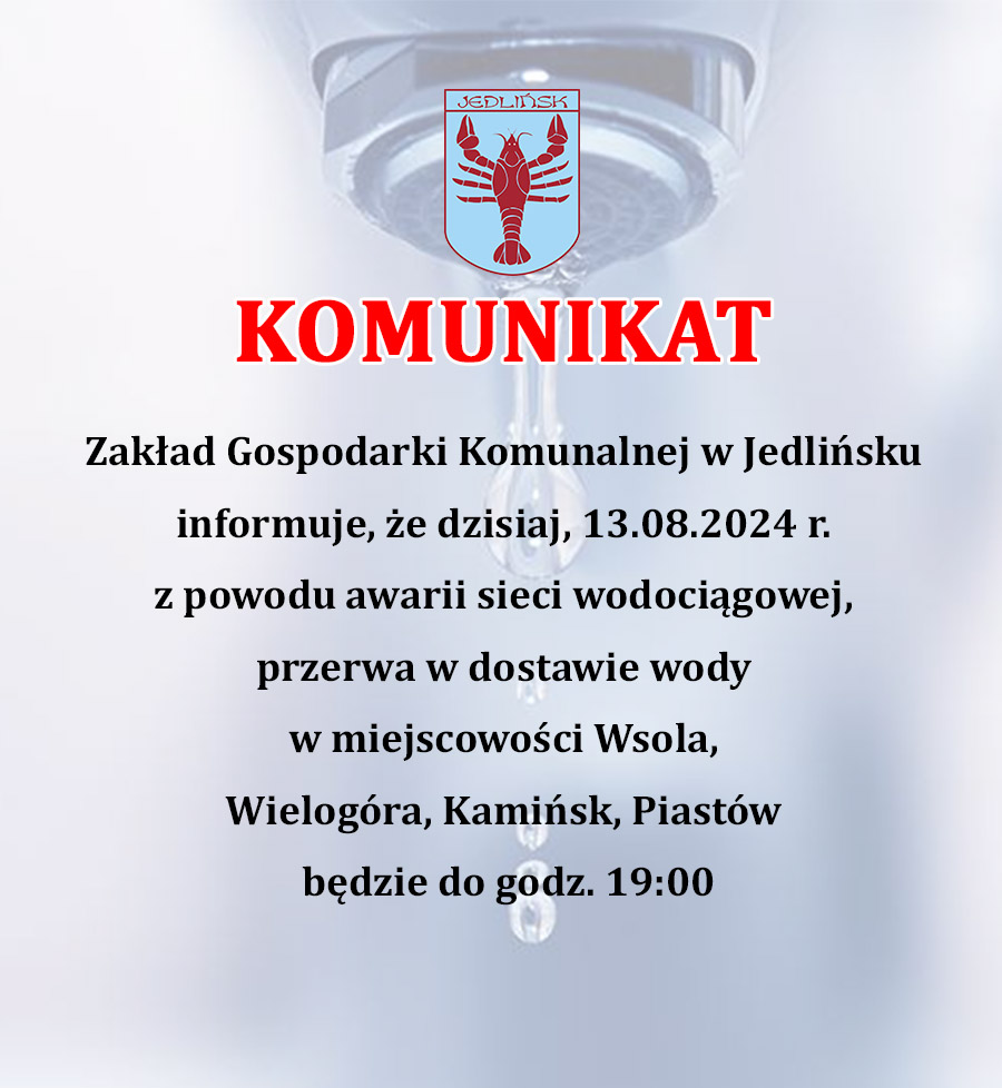 Przerwa w dostawie wody!