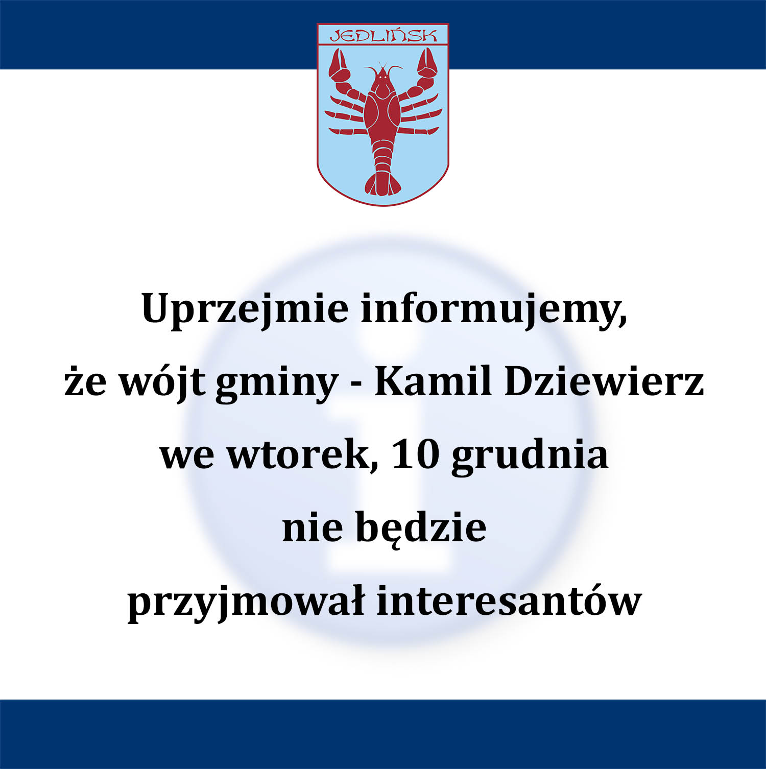 Wójt gminy nie będzie przyjmował interesantów