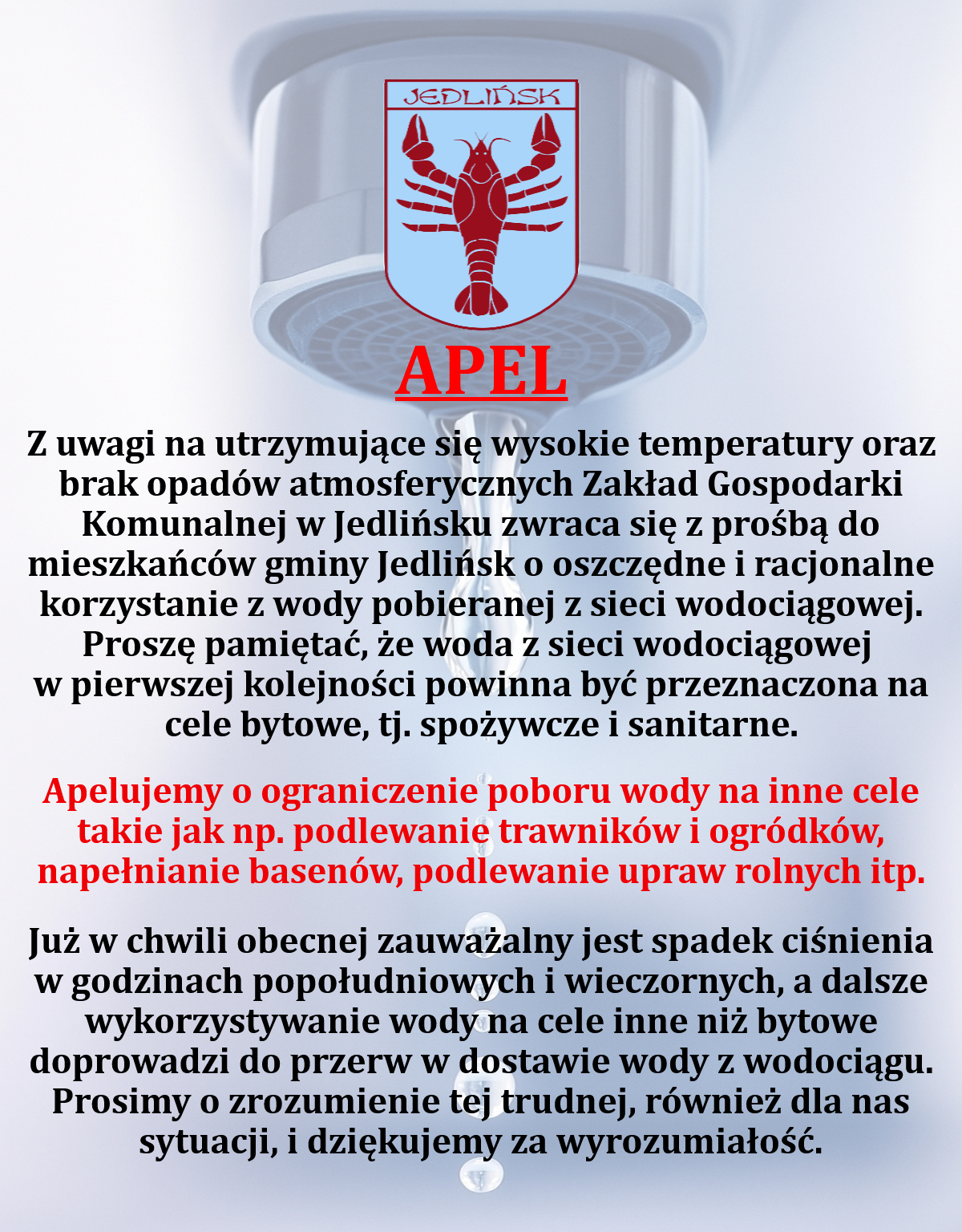 Apel - oszczędzanie wody