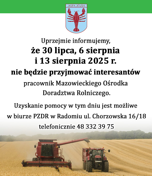 Pracownik MODR nie będzie przyjmował!