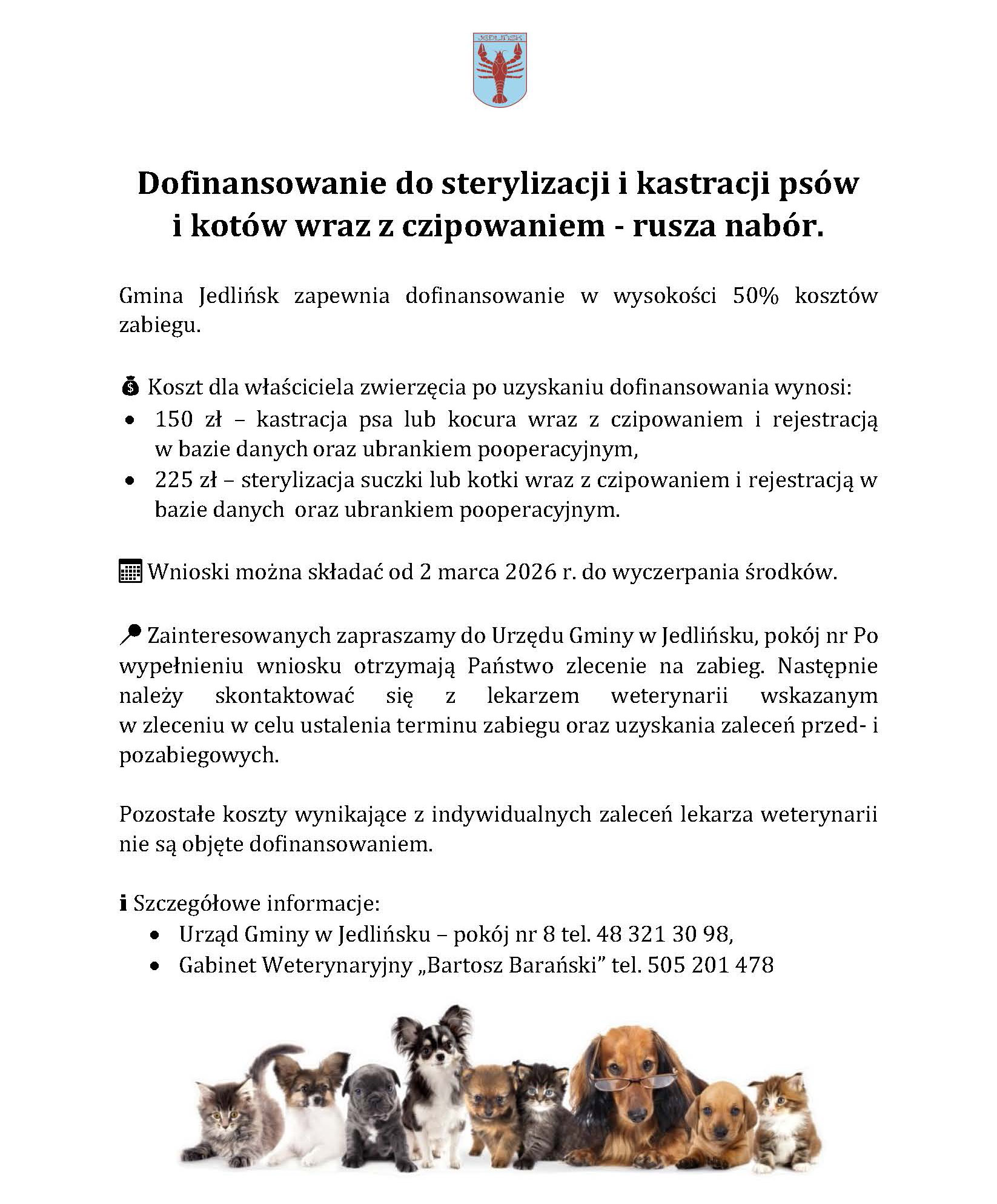 Dofinansowanie do sterylizacji i kastracji