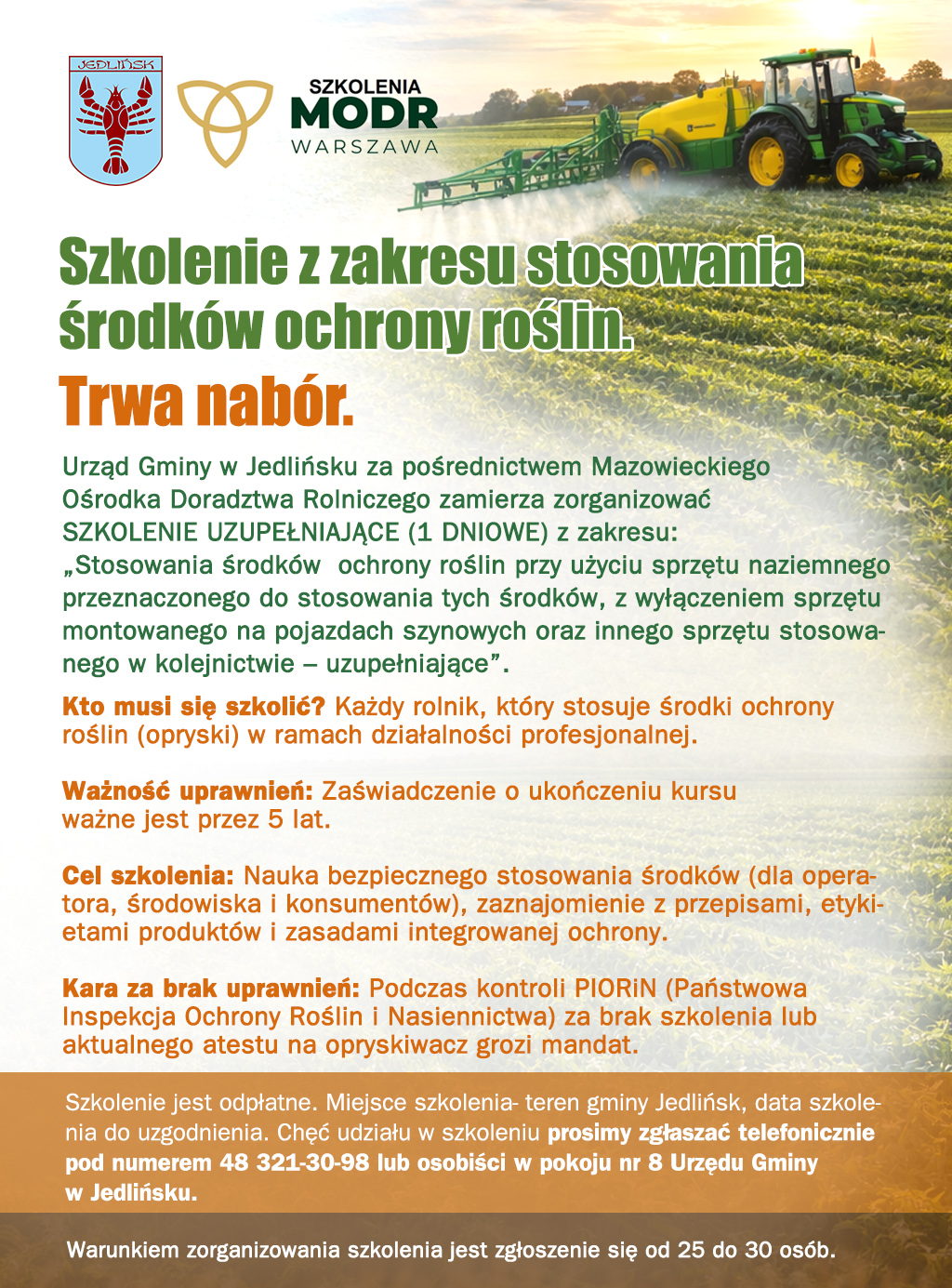 Szkolenie z zakresu stosowania  środków ochrony roślin