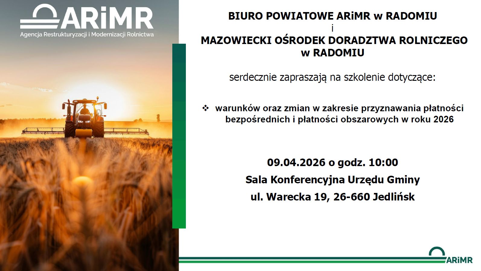 Szkolenie - płatności bezpośrednie 2026